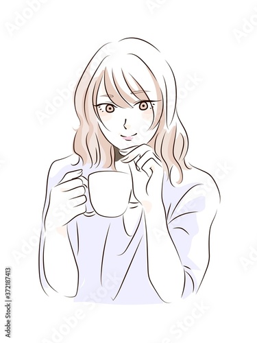 カフェタイム中の女性