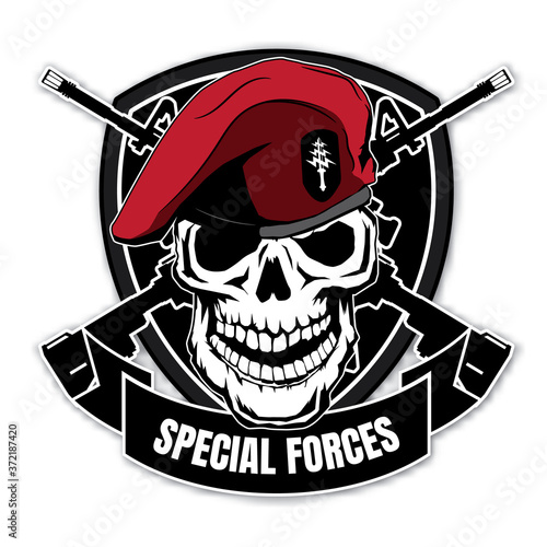 Skull head with wings for military badges, printing on T-shirts. Vector Logos Collection.