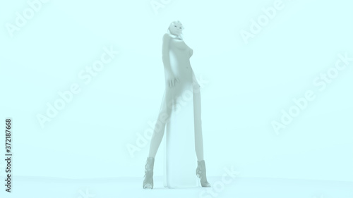 Snow Queen Witch Demon In a Transparent Haute Couture Dress 3d illustration 3d render 