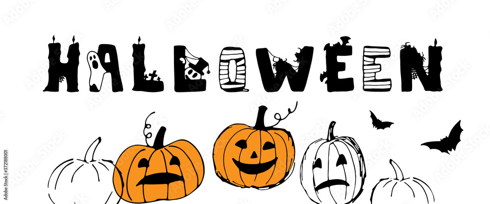 Halloween greeting card. Cute pumpkin background Halloween greeting card. Cute pumpkin background