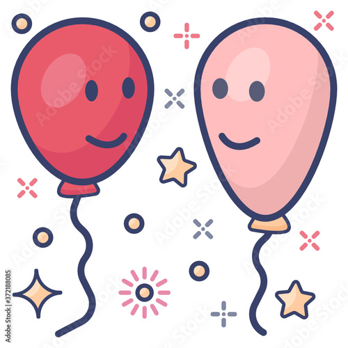 
Flat design of party decorative balloons icon
