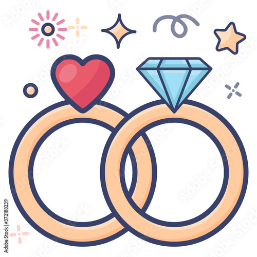 
Icon of beautiful engagement  rings in flat design
