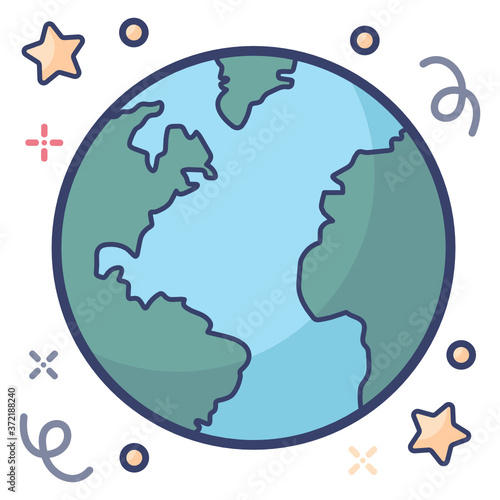 
A globe in a flat vector denoting earth day symbolization
