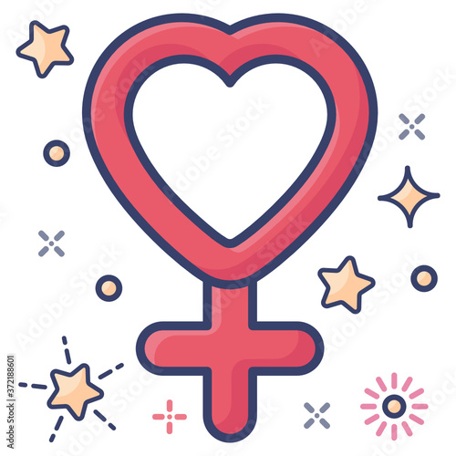 
Women gender symbol icon in flat style 
