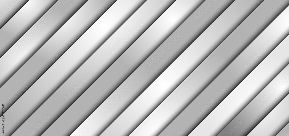 Obraz premium Abstract 3D white and gray diagonal stripe layer paper overlay pattern background and texture
