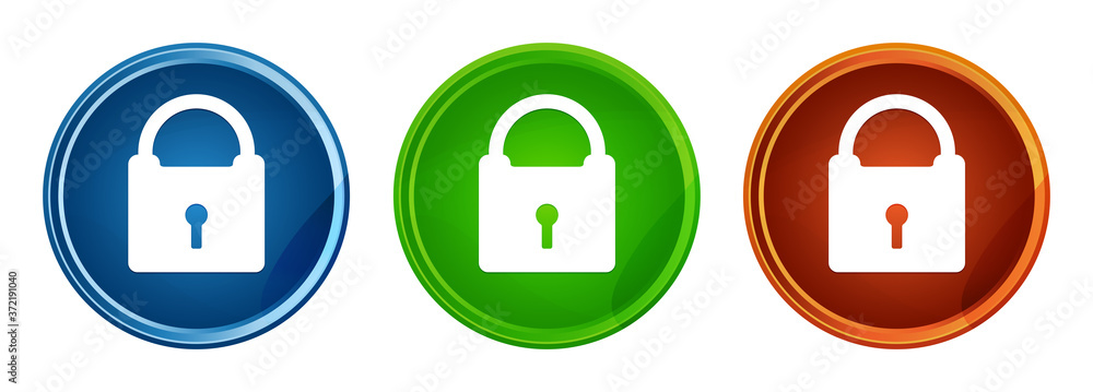 Padlock icon stylish round button set glass design Padlock icon stylish round button set glass design
