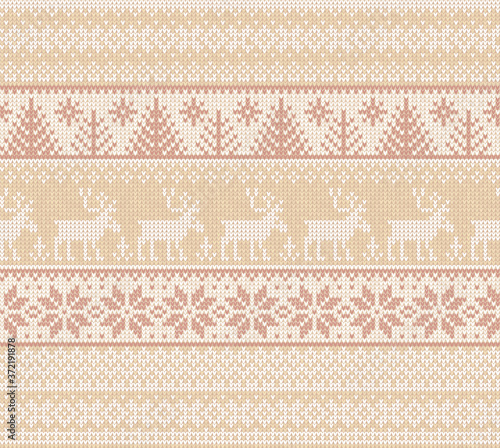 Ugly sweater Merry Christmas White, beige nude colored knitting ornament.