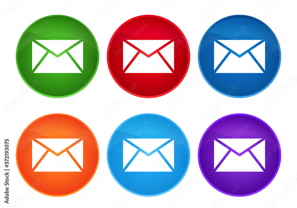 Email icon super round button set glass design Email icon super round button set glass design