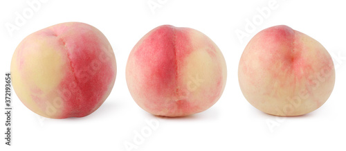 set pink peach isolated on white with peach clipping path