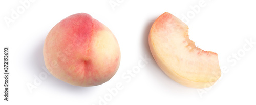.Different top view pink peach isolated on white with peach clipping path