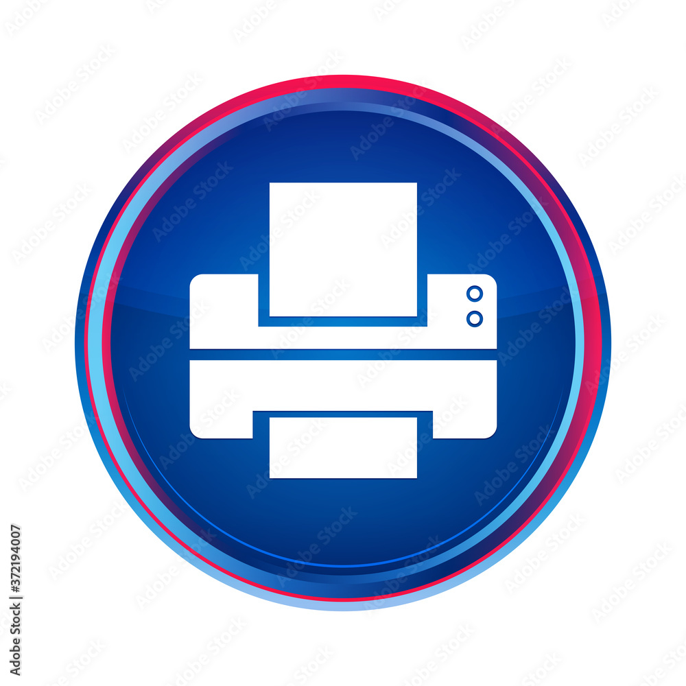 Printer icon silky blue round button aqua design illustration Printer icon silky blue round button aqua design illustration