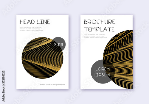 Trendy cover design template set. Gold abstract li