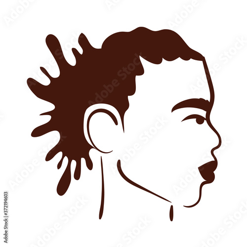 profile young afro man ethnicity with rasta hair style silhouette style icon