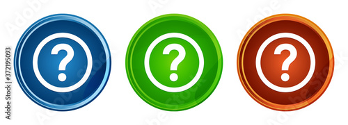Question icon stylish round button set glass design