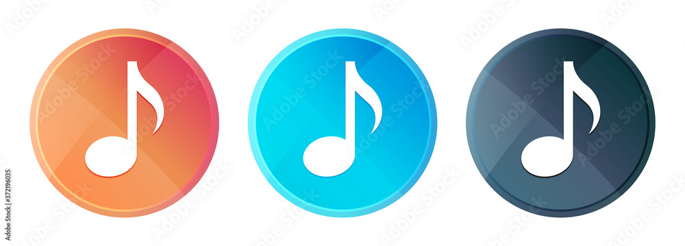 Music icon steam mist round button set shiny illustration Music icon steam mist round button set shiny illustration