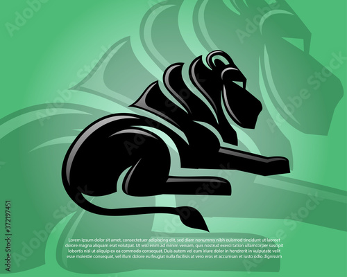 Abstract sitting lion logo icon symbol design illustration