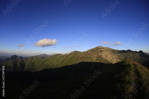 Tatry Zachodnie o zachodzie słońca photo