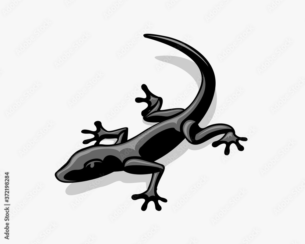 Fototapeta premium Lizard iguana gecko black art logo symbol illustration