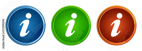 Info icon stylish round button set glass design