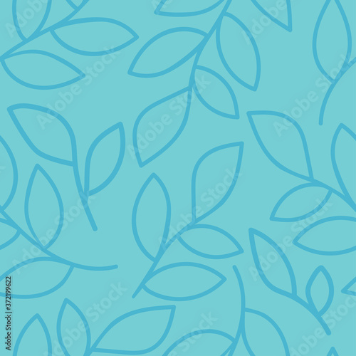 Blue branches on calm background. Floral decorative seamless pattern. Suitable for textile, packaging.