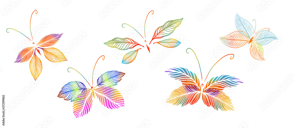 Obraz premium A colored butterfly. Mixed media. Vector illustration