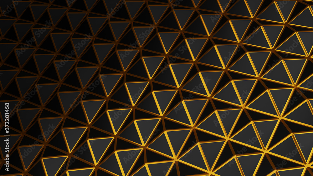 abstract 3d geometric background with golden color