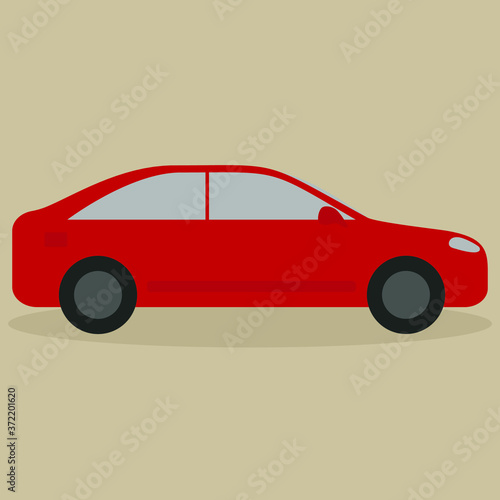 Red car on a beige background