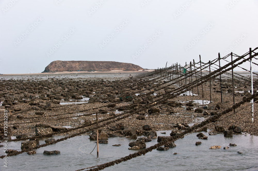 The landscape of seashore and fishing gear. The landscape of seashore and fishing gear.