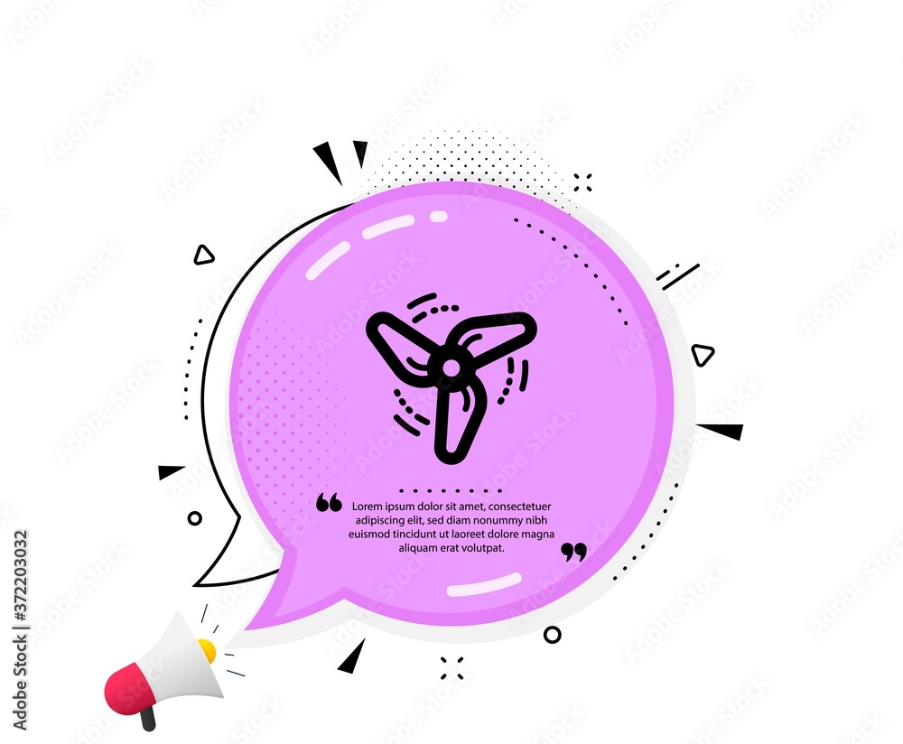 Fototapeta premium Wind energy icon. Quote speech bubble. Fan engine, jet turbine sign. Ventilator symbol. Quotation marks. Classic wind energy icon. Vector