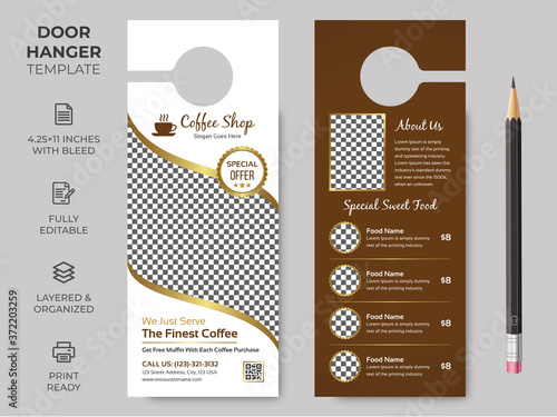 Food Restaurant Door Hanger, Vector illustration, modern Door hanger, do not disturb and make up room sign Premium Vector, Door hanger design template
