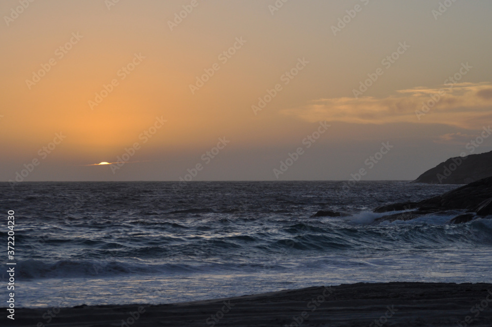 Choppy seas at sunset in Western Australia