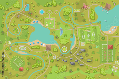 A vector illustration of amusement park map Fototapet