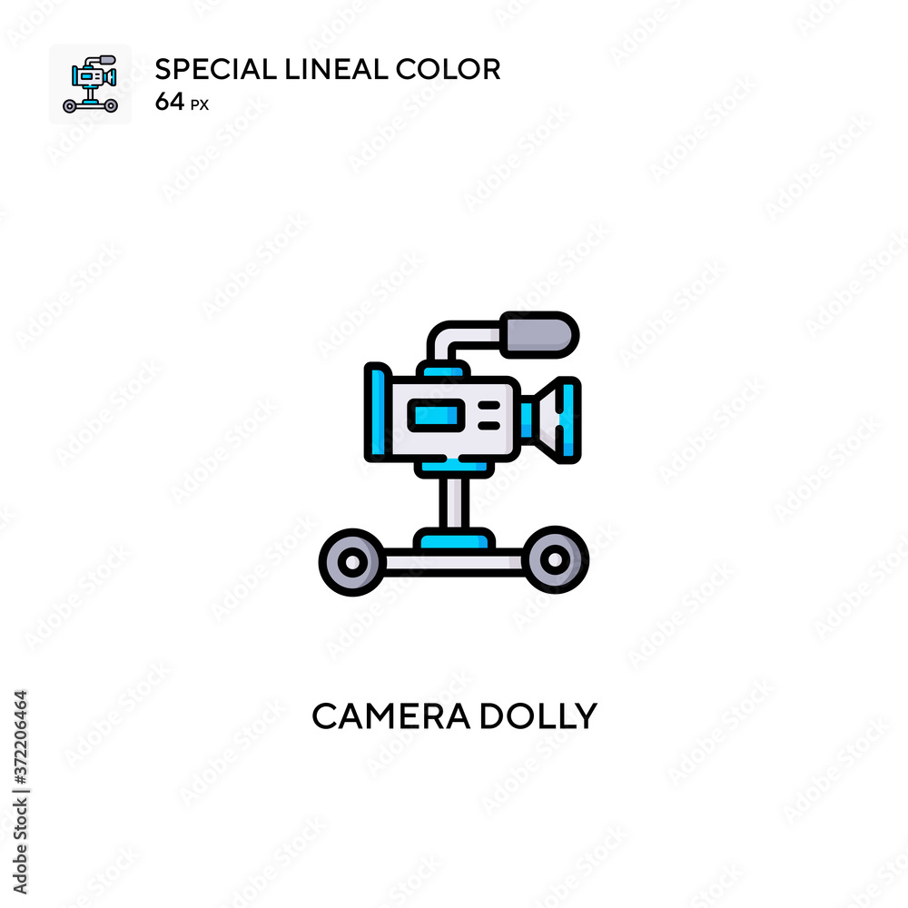 Vetor de Camera dolly Special lineal color icon.Camera dolly icons for