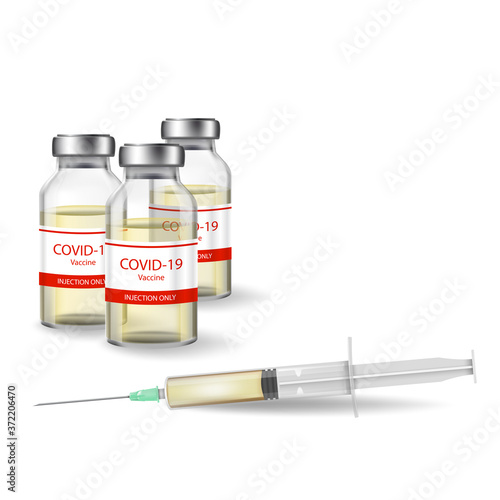 Vaccine bottles for covid on white