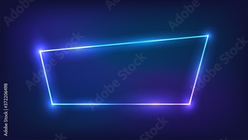 Neon trapezoid frame with shining effects 