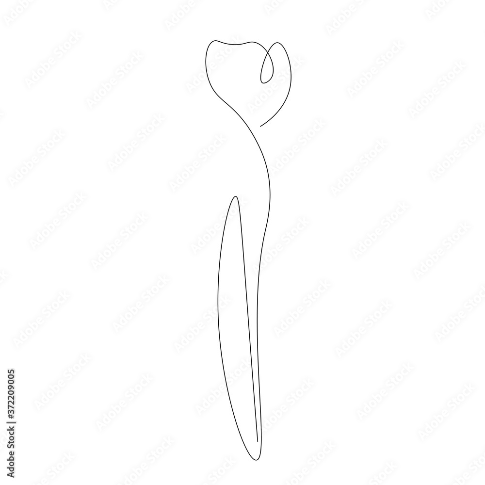 Flower silhouette one line drawing. Vector illustration Flower silhouette one line drawing. Vector illustration