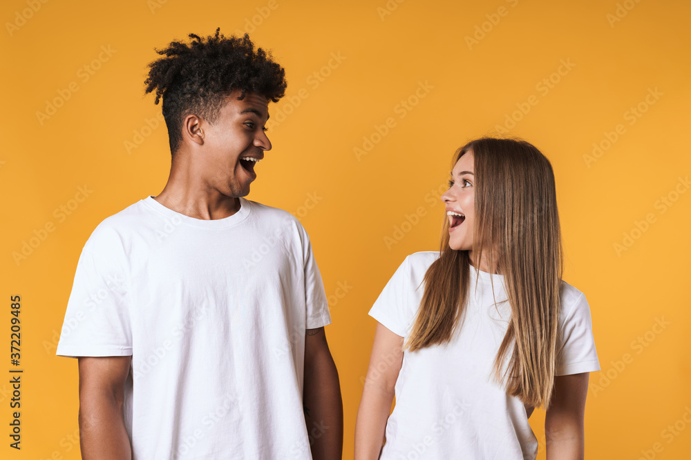 Happy young african couple wearing casual clothes Happy young african couple wearing casual clothes