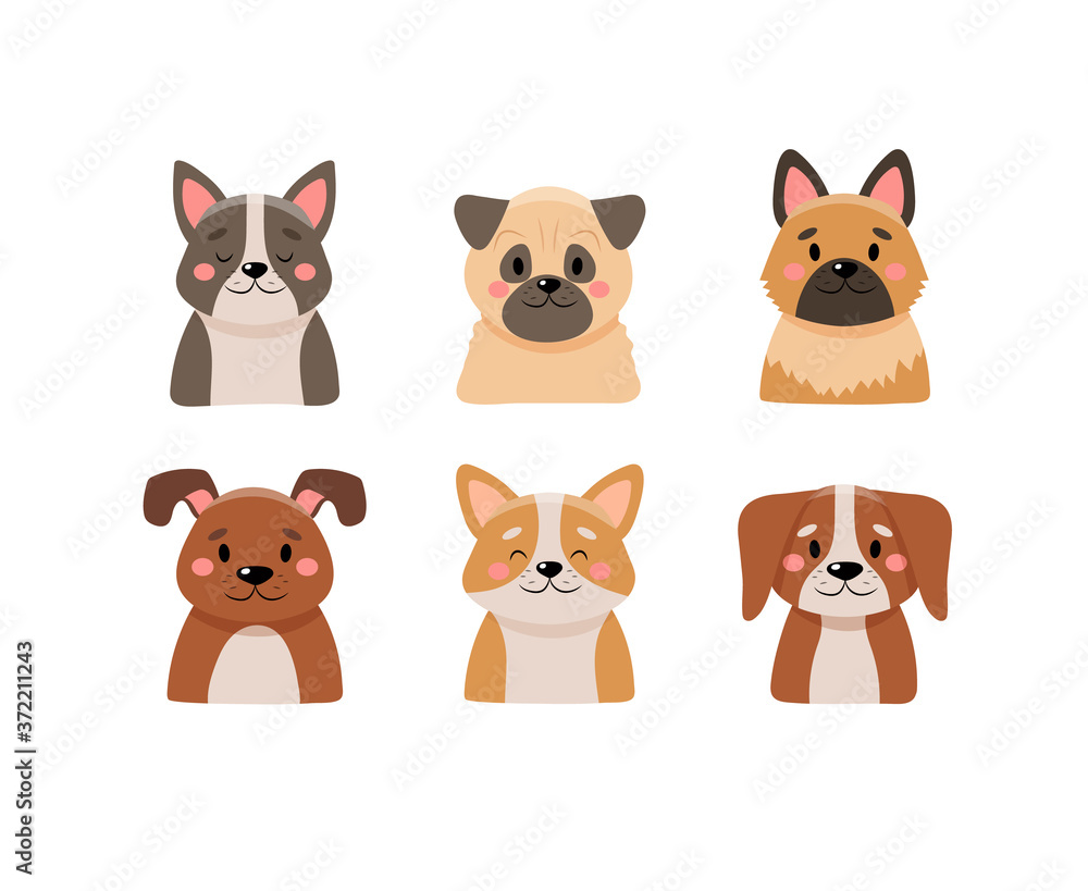 Cute dogs collection, isolated on white background Cute dogs collection, isolated on white background
