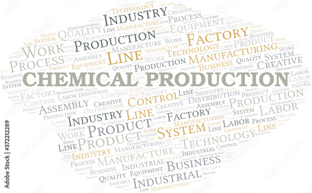 Chemical Production word cloud create with text only.