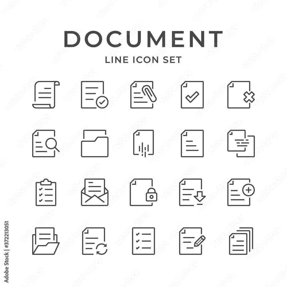 Document Line Icons. Editable Stroke. Pixel Perfect.