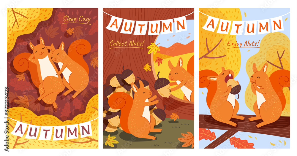 Autumn forest illustration set Autumn forest illustration set