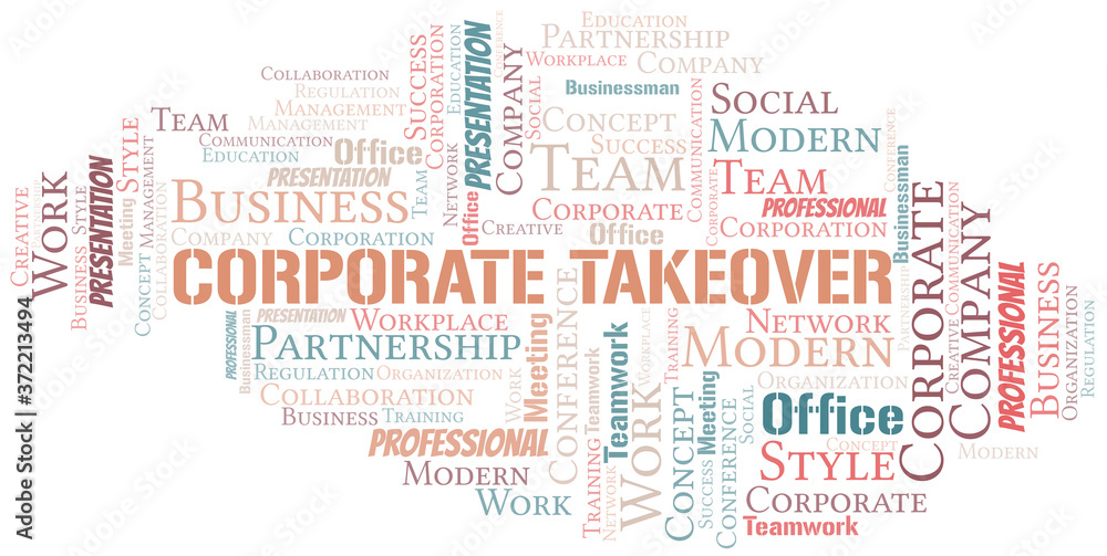 Obraz premium Corporate Takeover vector word cloud, made with text only.