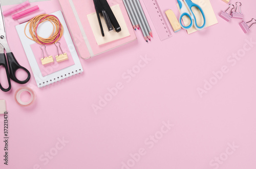 School supplies on light background