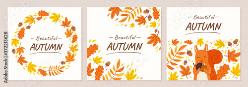 Autumn square banner set