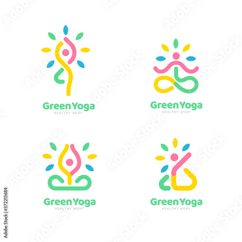 Set of yoga logo design