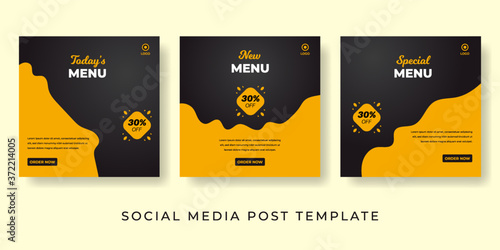 Fast food social media banner. Delicious food background template