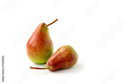 two pipe red pears on a white background