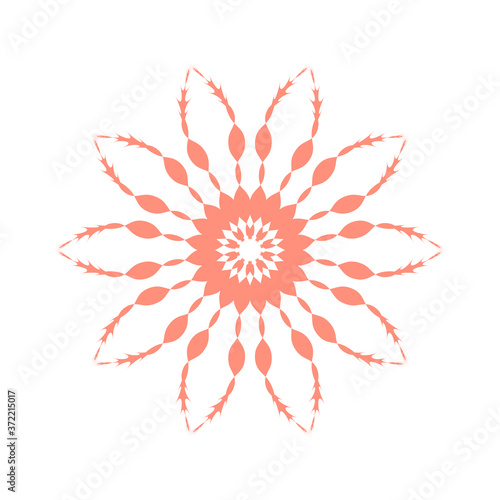 Abstract vector element. Lacy ornamental pattern on white background. Floral decorative detail. Floral mandala.