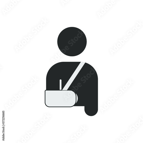 Injured man icon on white background. man with arm injury icon in trendy design style. eps 10