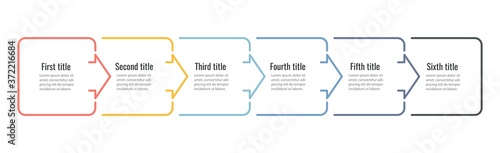 Vector Infographic design with 6 options or steps. Infographics for business concept. Can be used for presentations banner, workflow layout, process diagram, flow chart, info graph